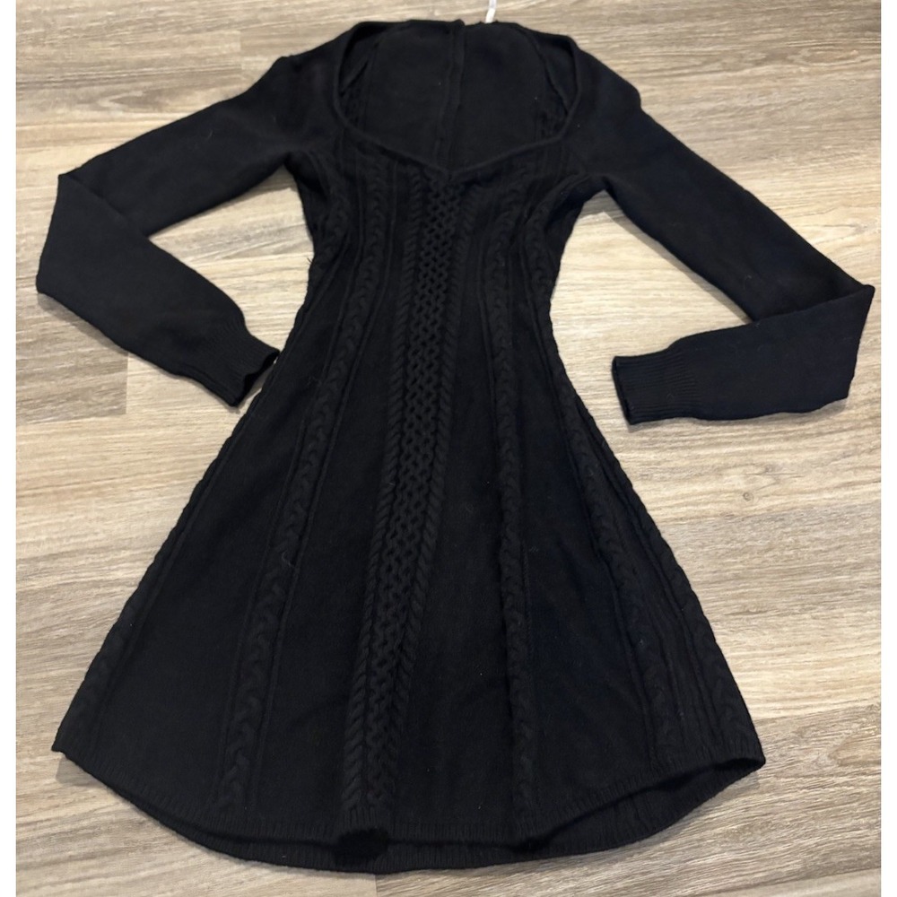 Free-people Women's Small World Mini Sweater/Skater Dress Black Sz XS